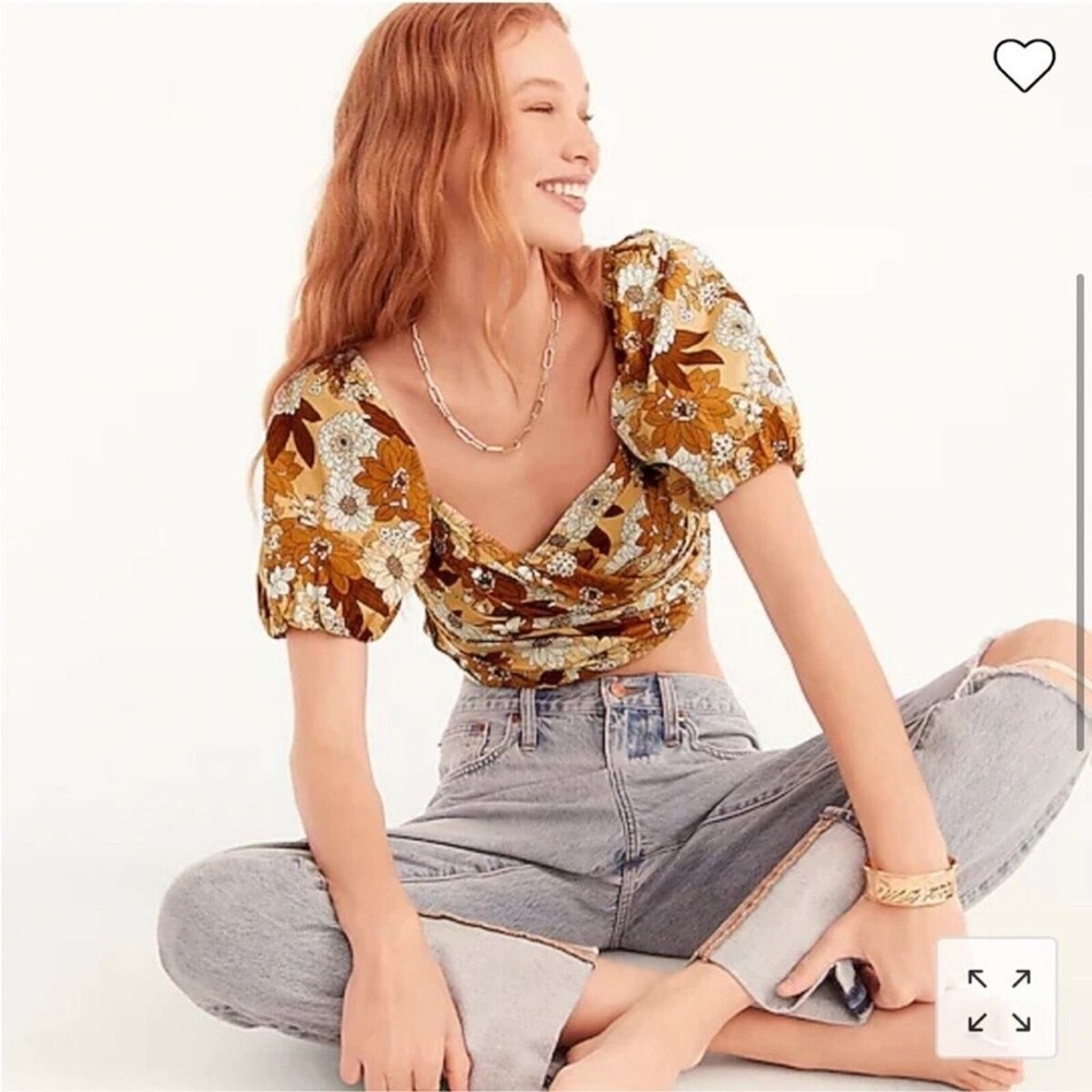 J.Crew Puff Sleeve Organic Cotton Cropped top Size Small